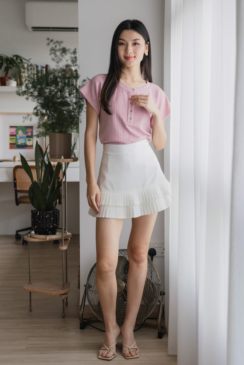 Boyce Buttons Knit Top In Pink