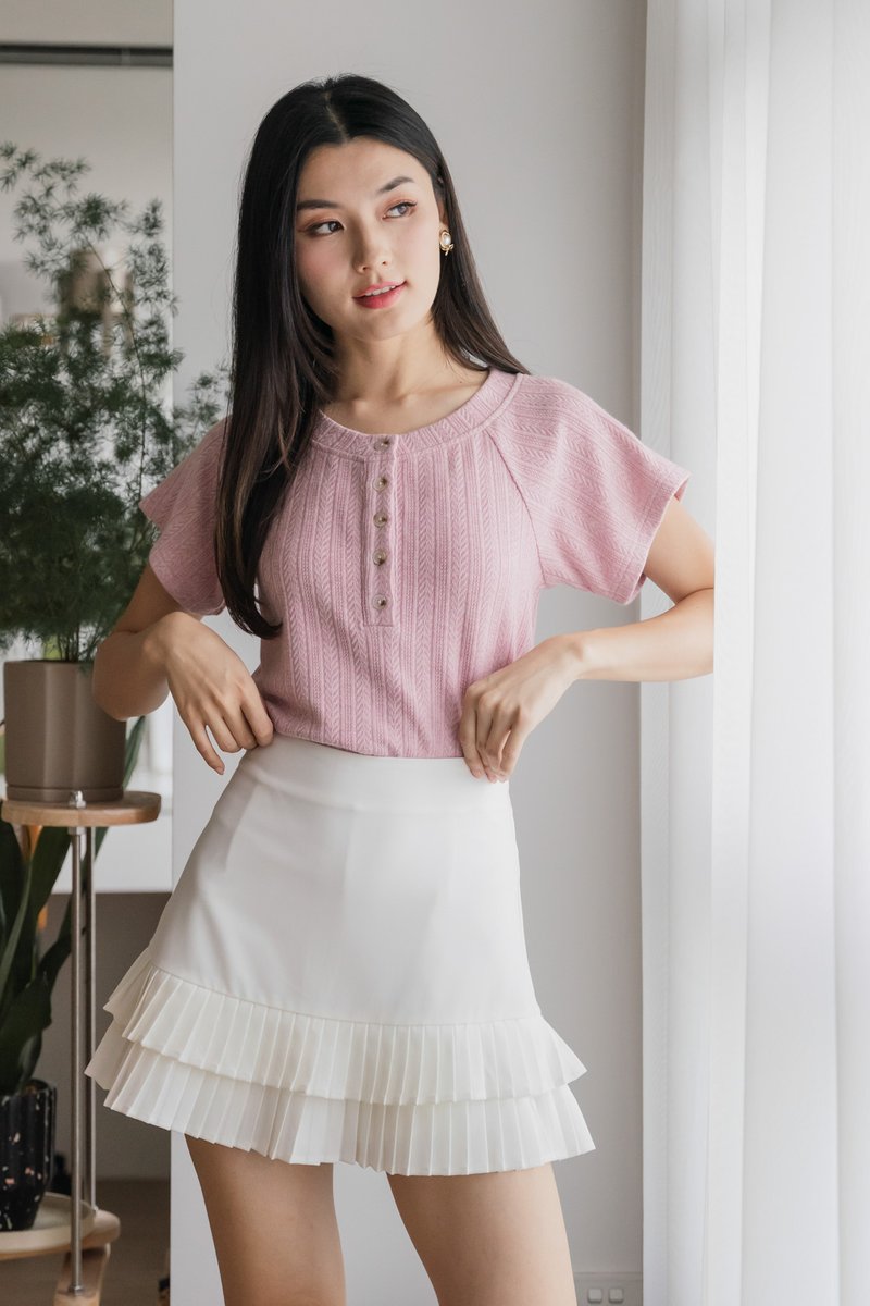 Boyce Buttons Knit Top In Pink
