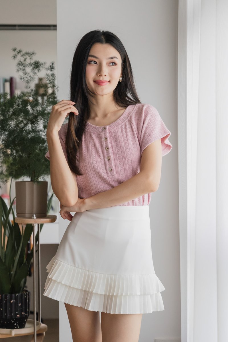 Boyce Buttons Knit Top In Pink