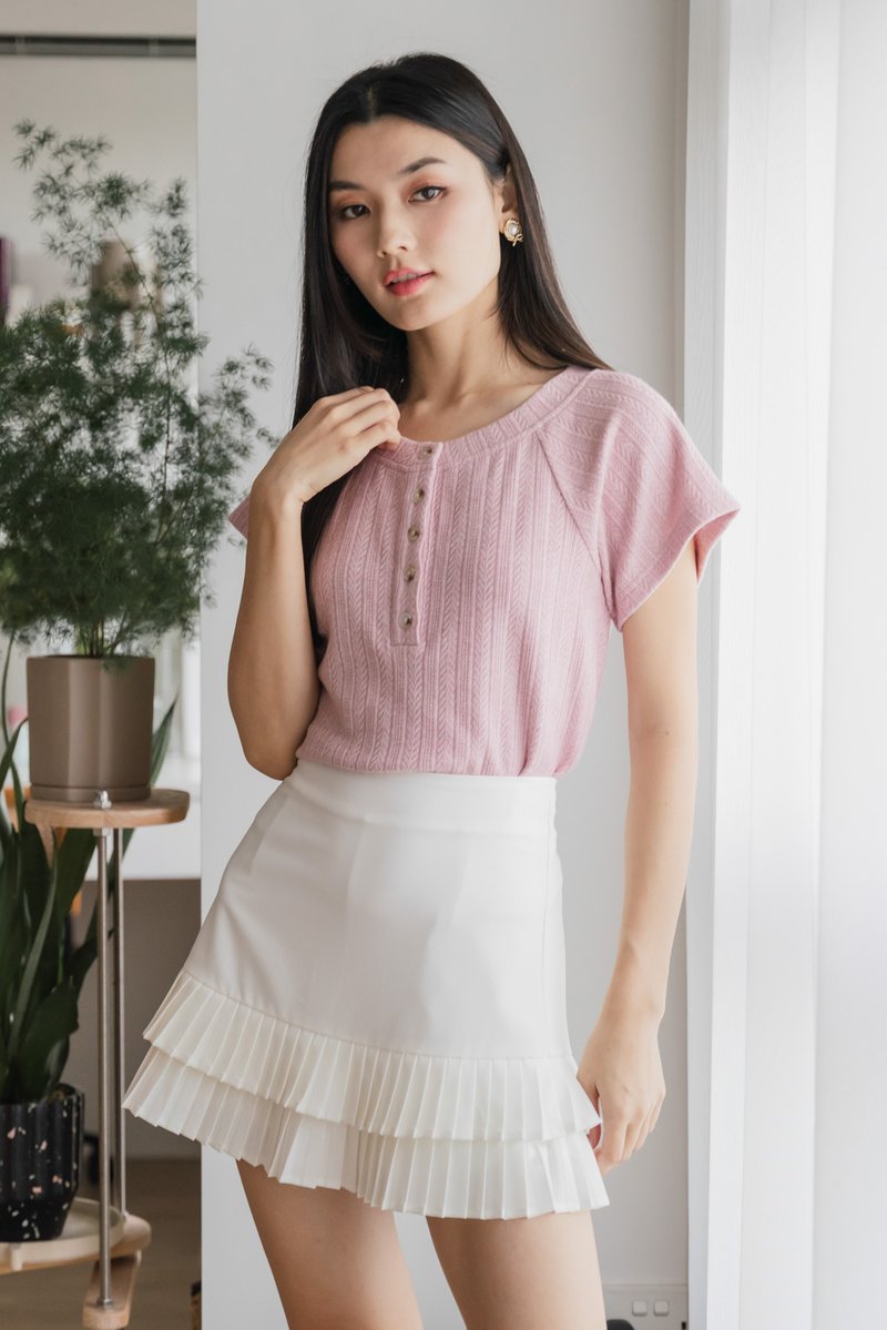 Boyce Buttons Knit Top In Pink