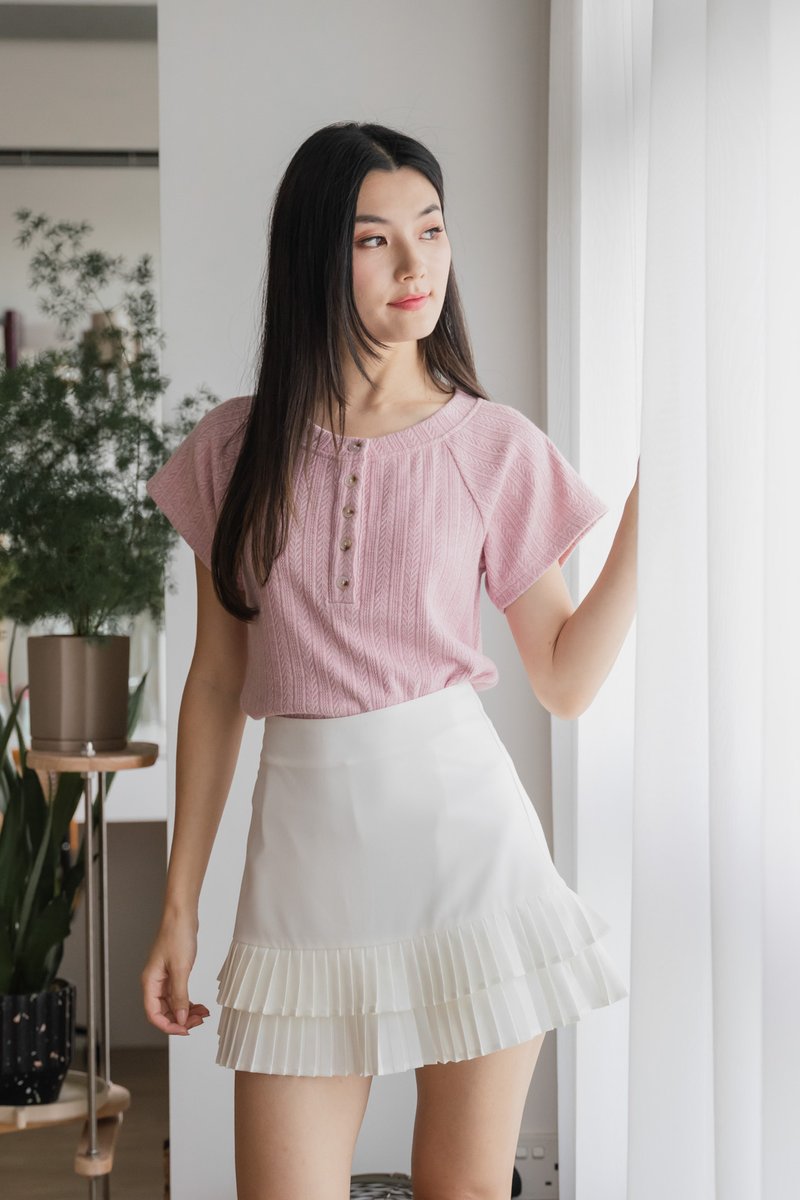 Boyce Buttons Knit Top In Pink