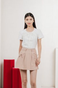 Fancy Crochet Ribbon Top In White