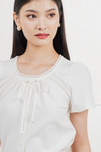 Fancy Crochet Ribbon Top In White