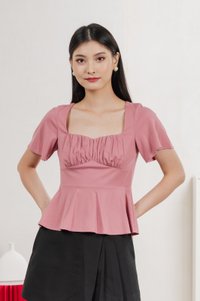 Ashley Ruched Empire Top In Rose Pink