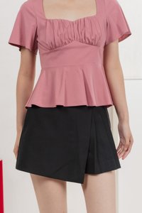 Ashley Ruched Empire Top In Rose Pink