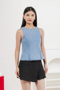 Bliss Panelled Denim Top in Light Wash