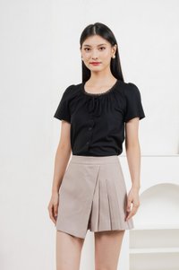 Grand Side Pleat Skort In Dusty Pink