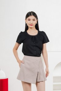 Grand Side Pleat Skort In Dusty Pink