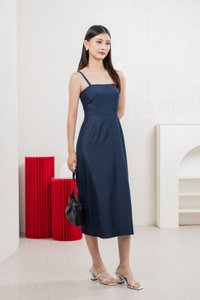 Crest Camisole Midi Dress In Navy