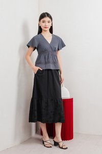 Marilyn Eyelet Midi Skirt In Black