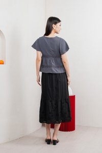 Marilyn Eyelet Midi Skirt In Black