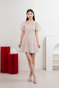 Etoile Floral Eyelet Ribbon Dress In Dusty Pink