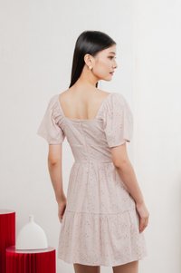 Etoile Floral Eyelet Ribbon Dress In Dusty Pink