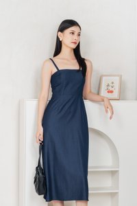 Crest Camisole Midi Dress In Navy
