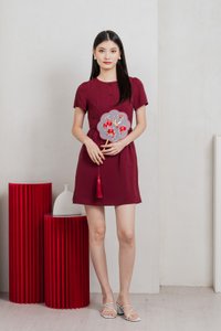 Flawless Buttons Dress In Red