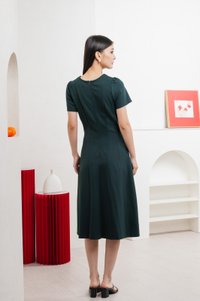 Lucien Buttons Midi Dress In Deep Emerald