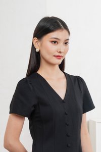 Lucien Buttons Midi Dress In Black