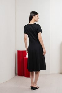 Lucien Buttons Midi Dress In Black