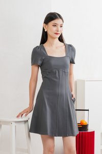 Camara Cotton Panelled Dress In Gunmetal