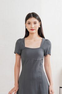 Camara Cotton Panelled Dress In Gunmetal