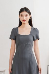 Camara Cotton Panelled Dress In Gunmetal
