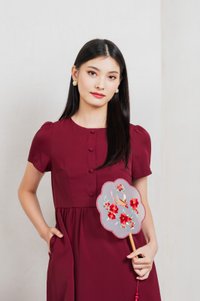 Flawless Buttons Dress In Red