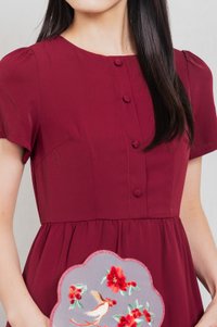 Flawless Buttons Dress In Red