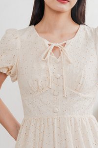 Kind Eyelet Cottagecore Midi Dress In Cream