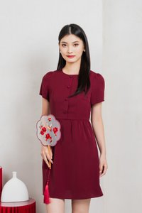 Flawless Buttons Dress In Red