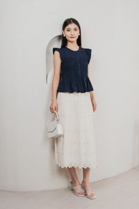 Mayfair Eyelet Midi Skirt In Cream