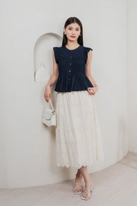 Mayfair Eyelet Midi Skirt In Cream
