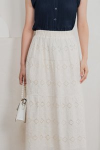 Mayfair Eyelet Midi Skirt In Cream