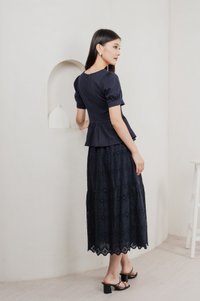 Mayfair Eyelet Midi Skirt In Navy