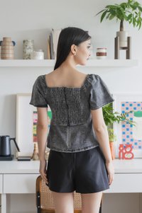 Prosper Denim Panelled Top In Stone