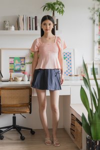 Hadley Cotton Smocked Top In Pink