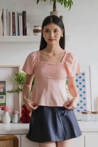 Hadley Cotton Smocked Top In Pink