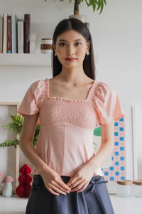 Hadley Cotton Smocked Top In Pink