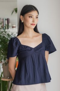 Sunset Babydoll Top In Navy