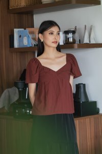 Sunset Babydoll Top In Rust