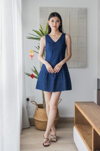 Thrive Denim Tiered Hem Dress in Mid Wash