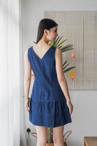 Thrive Denim Tiered Hem Dress in Mid Wash
