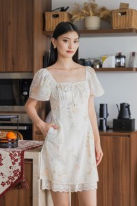 Cheer Fleur Eyelet Ruched Dress