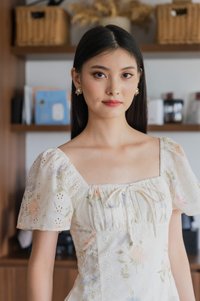 Cheer Fleur Eyelet Ruched Dress