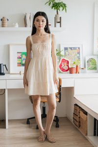 Sunrise Smocked Waist Tiered Dress In Cream