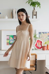 Sunrise Smocked Waist Tiered Dress In Cream