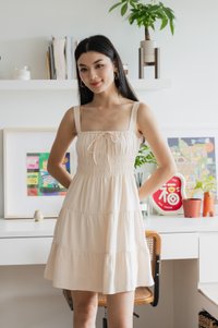 Sunrise Smocked Waist Tiered Dress In Cream