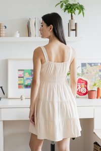Sunrise Smocked Waist Tiered Dress In Cream