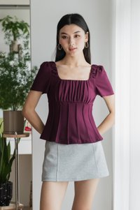 Pristin Cotton Ruched Top In Plum (XS)