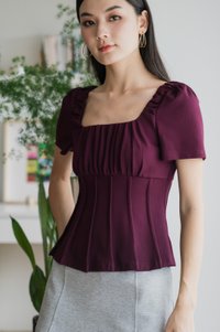 Pristin Cotton Ruched Top In Plum (XS)