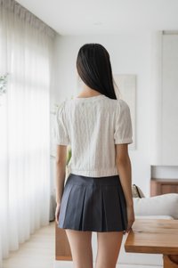 Vaeda Buttons Pocket Knit Top In White